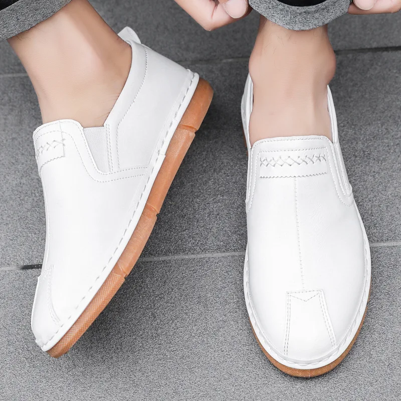 

2019 spring and summer explosions men's casual shoes leather shoes British trend Korean lazy peas shoes set feet
