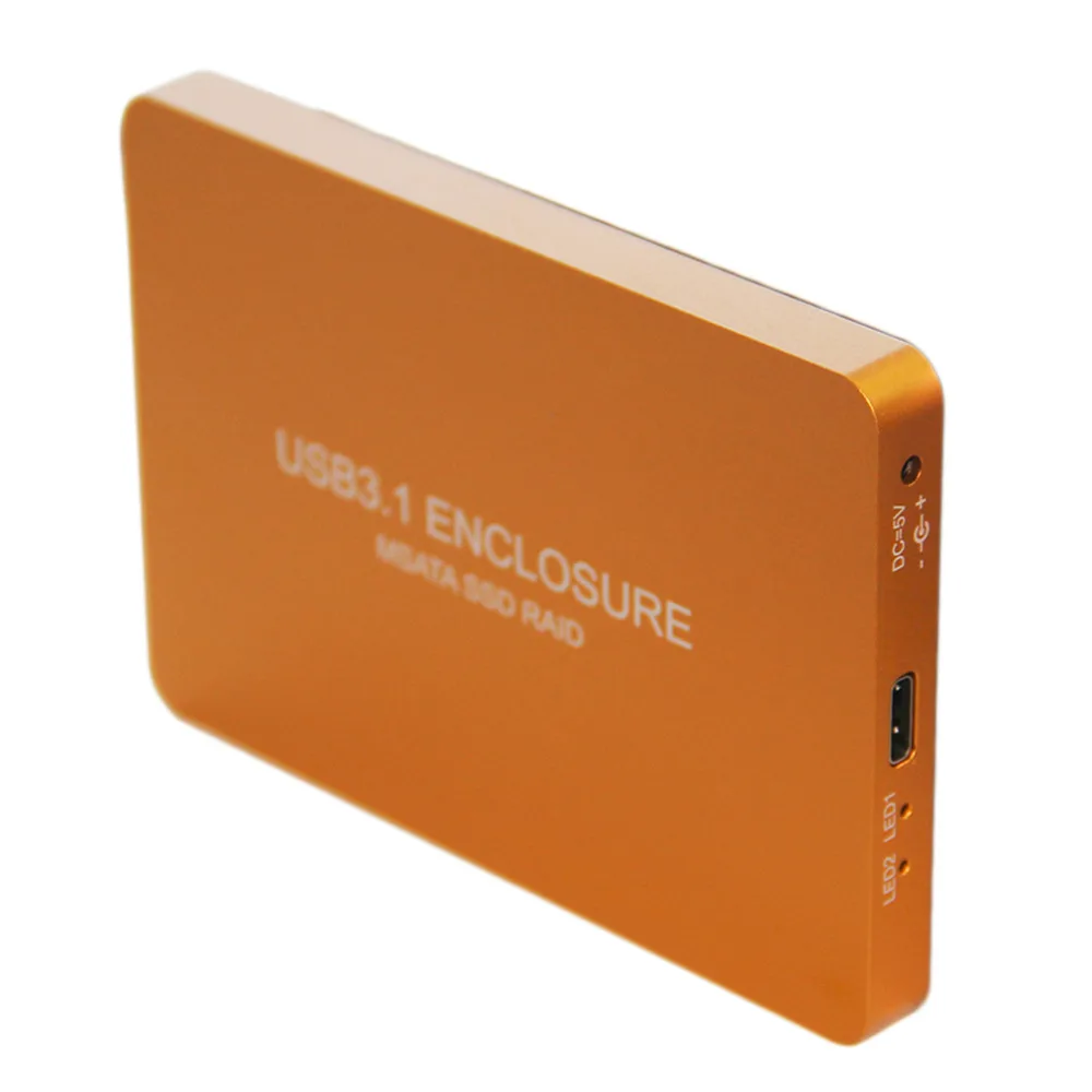 

USB 3.1 Type-C To 2 Ports Msata SSD Raid Box Case 10GB External Hard Drive Disk Box LR31-1352S For Univesal Computers