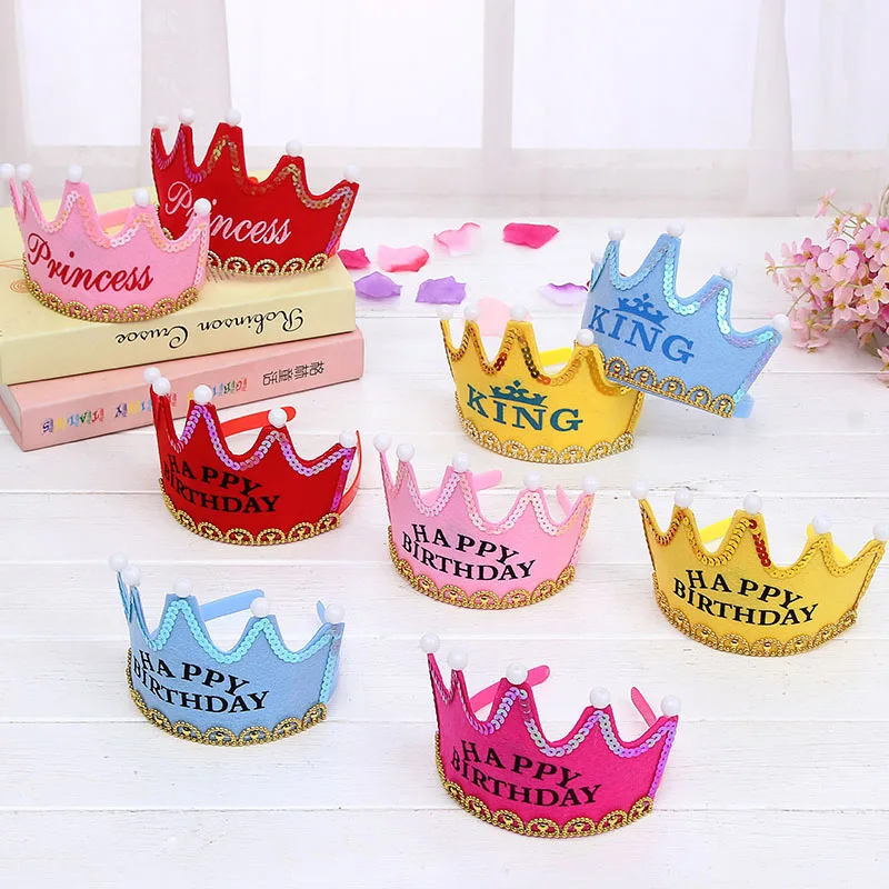 

1pc Multicolor LED Luminous Children Adult Birthday Hats Princess King Crown Caps for Girl Boy Party Celebration Supplies