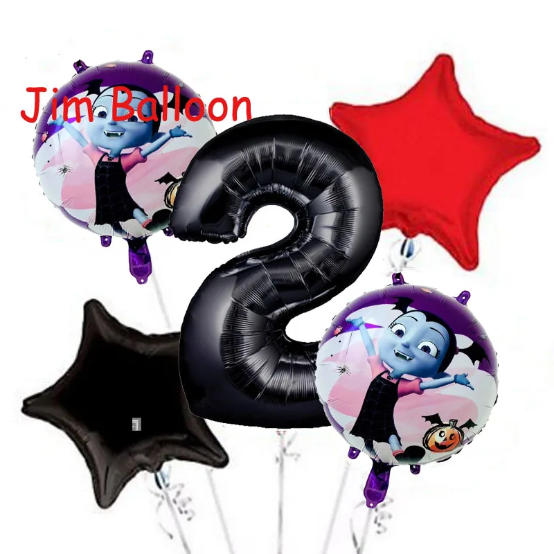 5 шт./лот Vampirina Фольга шар для 1st День рождения украшения 32 дюймов Blck шара с цифрой 18 дюймов звезда клипсы для воздушных шаров, Globos