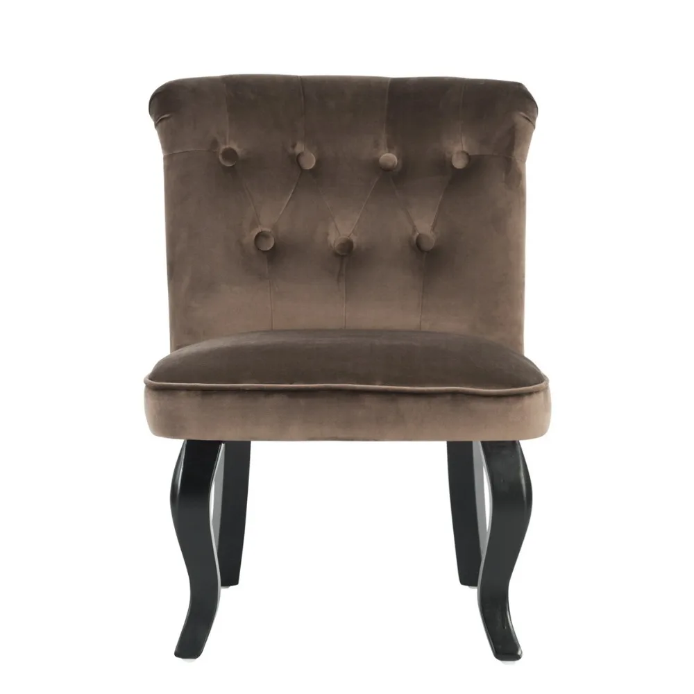 

High Quality Linen Fabric Chair Set of 2, EGGREE Scoop Back Button Chair Modern Furniture - Brown