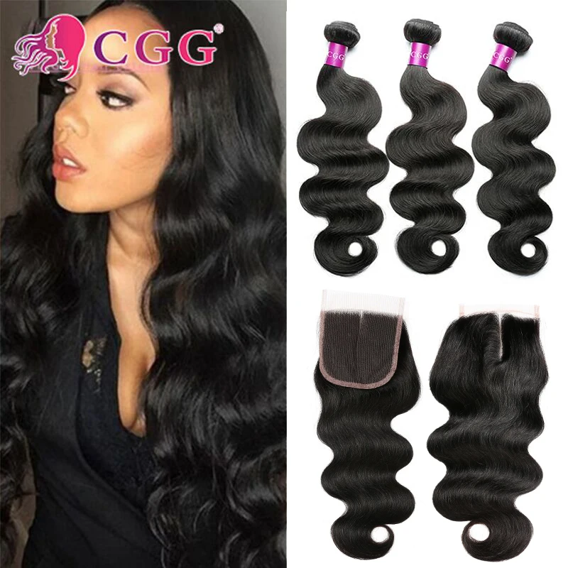 

Malaysian Virgin Hair With Closure Grade 8A Malaysian Human Hair 3/4 Bundles With Closure CGG Malaysian Body Wave With Closure