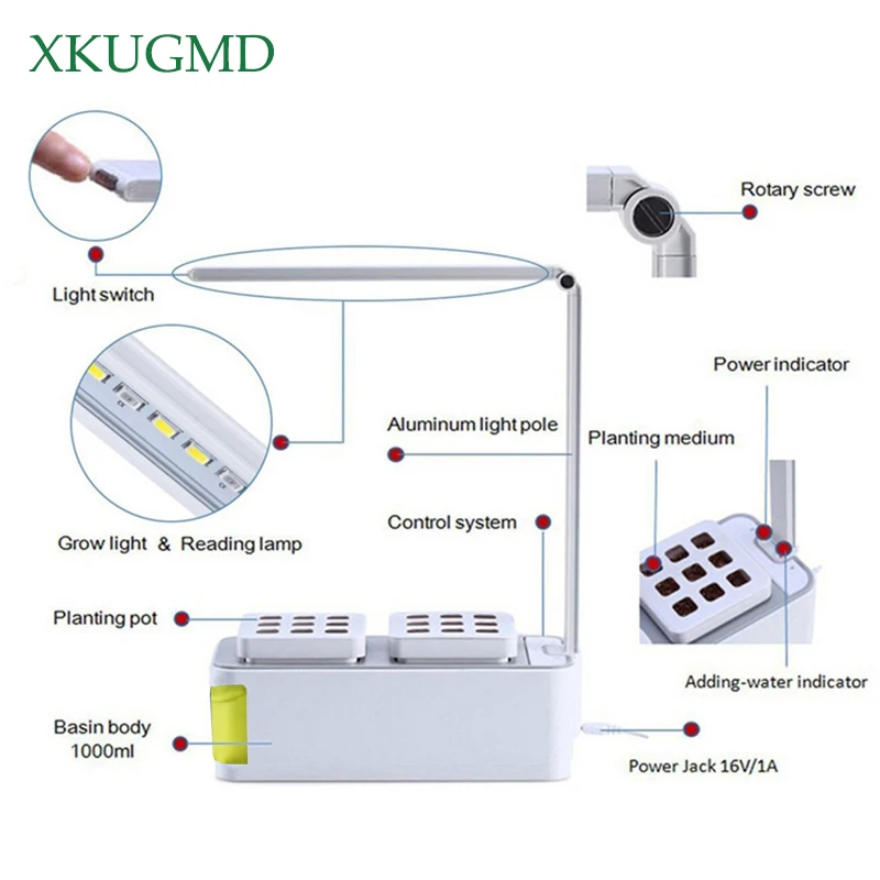 Smart Herb Garden Kit LED Grow Light Hydroponic Growing Multifunction Desk Lamp Garden Plants Flower Hydroponics Grow Tent Box Smart Herb Garden Kit LED Grow Light Hydroponic Growing Multifunction Desk Lamp Garden Plants Flower Hydroponics Grow Tent Box