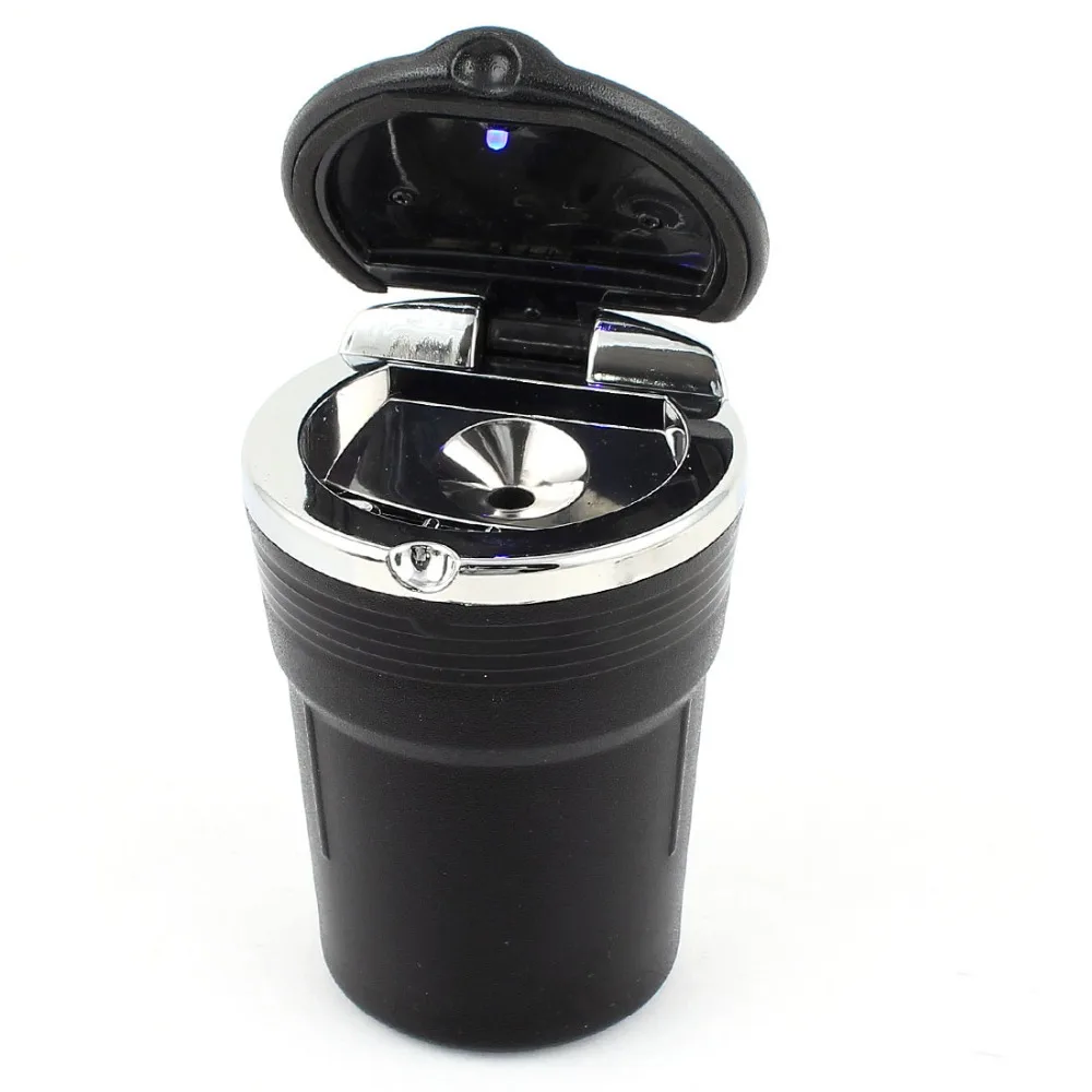 Автомобильная пепельница автомобильная светодиодная черная портативная для