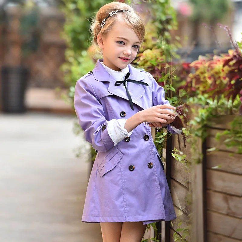 

trench coats for girls Autumn and winter girls double breasted jacket In the long section of the British style windbreaker 30#
