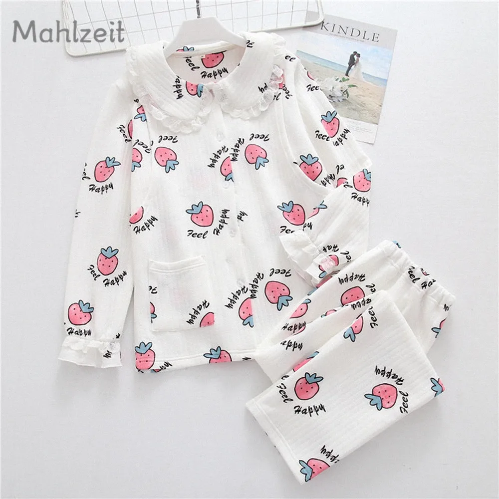 

2018 Maternity Autumn warm Nursing clothes Pregnant Women side open 100% cotton Sleepwear Breastfeeding outwear 2pcs set for Mom