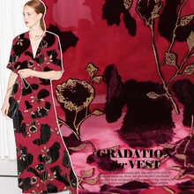 Золотой цветок горячего тиснения выгоревший шелк бархатная ткань для платья telas por metros tissu au metre tissus tecido tela потертый шик