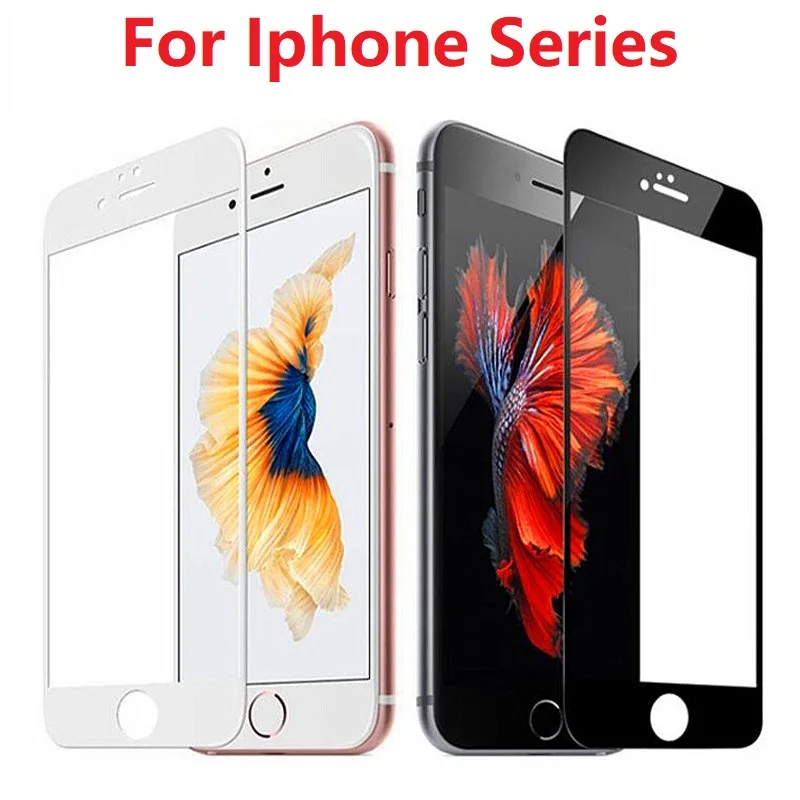 Полное покрытие из закаленного стекла для iPhone XS Max XR X 8 Plus 7 6 6S 6Plus 9H защитная