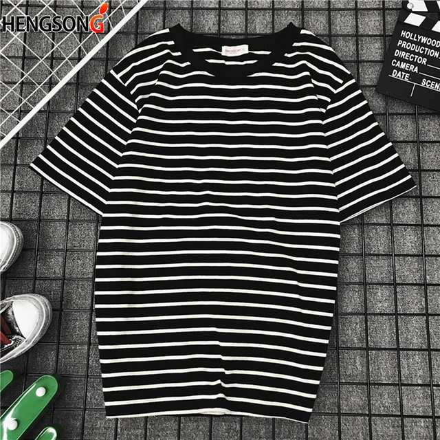 black and white striped womens t shirt