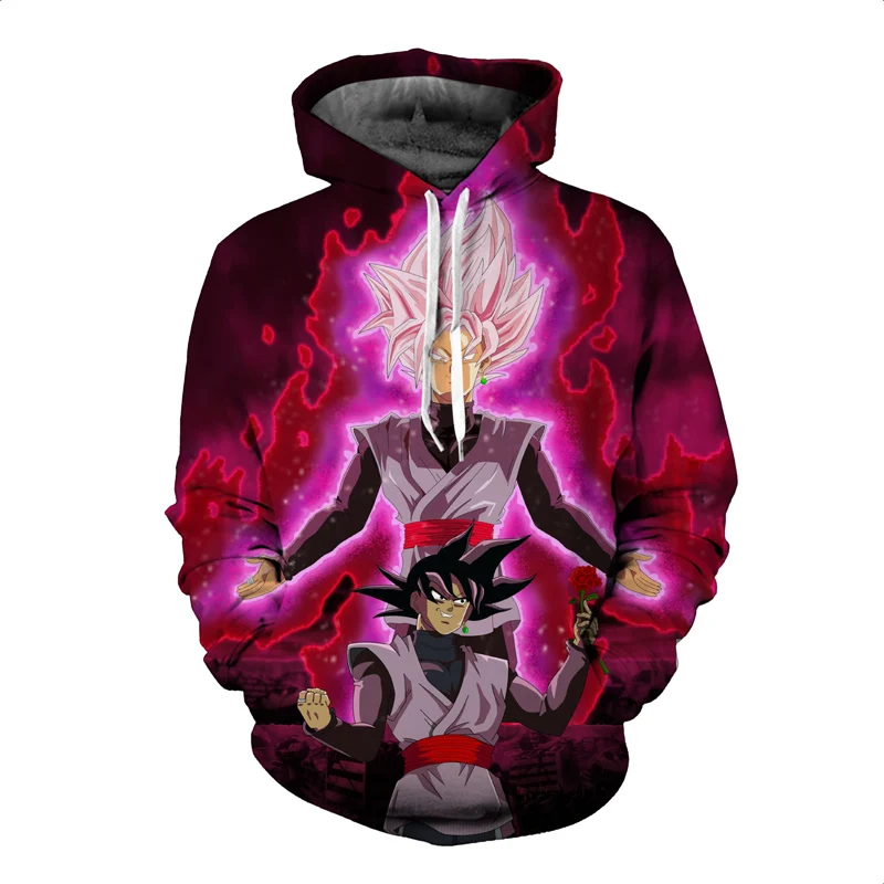 

Dragon Ball Z Hoodies 3D Print Pullovers Sportswear Sweatshirts Super Saiyan Son Goku Black Zamasu Vegeta Casual Tops Outfit