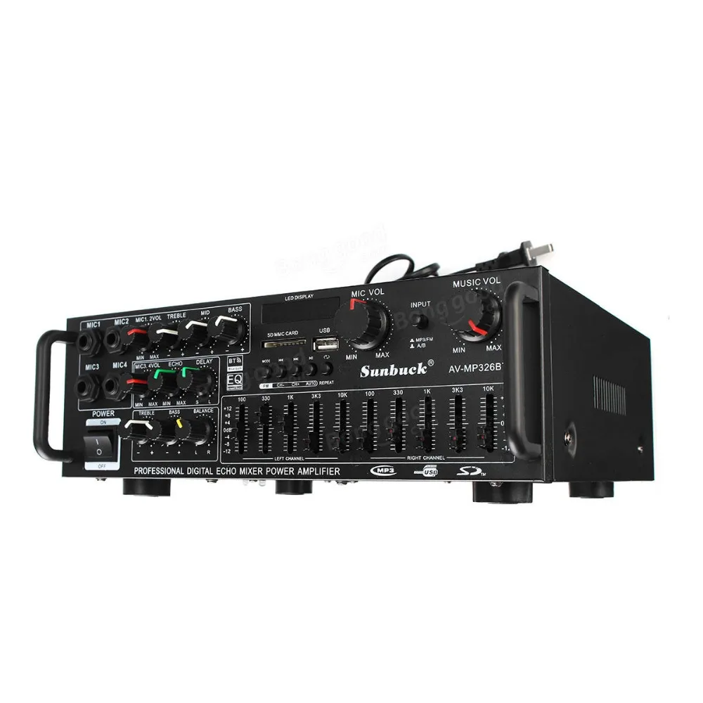 

Bluetooth 2.0 Channel 200W Audio Power HiFi Amplifier 326BT 12V/220V AV Amp Speaker with Remote Control for Car Home