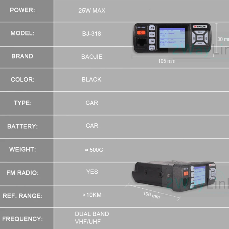 Baojie BJ-318 автомобиля иди и болтай Walkie Talkie радио двухдиапазонный УКВ UHF Мобильная радиосвязь 20/25 Вт иди и болтай Walkie Talkie “иди и 10 km автомобильные радио 10 км обновление BJ-218 Z218