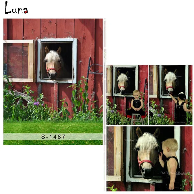 

Horse Vinyl Photography Background Backdrop For Children Lawn Background For Newborn photo studio Props 1487