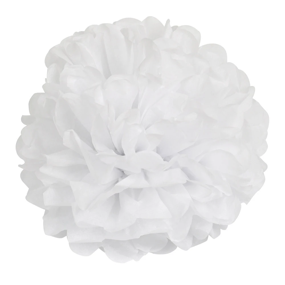 

14 inch (35 cm) Tissue Paper POMPOMS Flower Balls Home Decor Festive & Party Supplies Wedding Favors-white