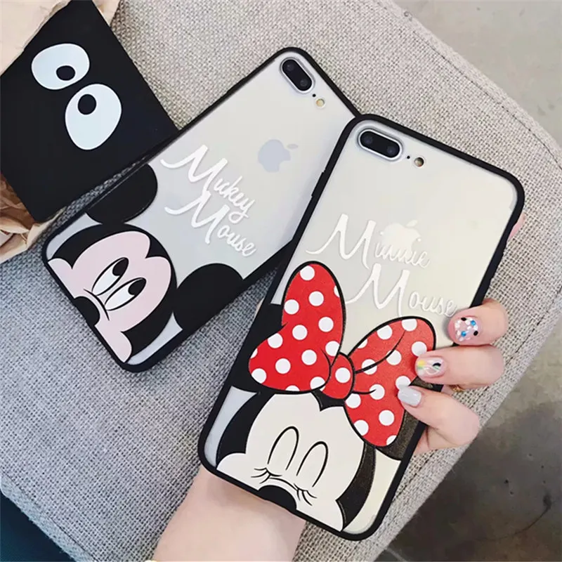 

New Cartoon Mickey Minnie Mouse PC+TPU Silicone Case for iphone 6 6s 6/7/8 plus X For iphone 7 Shockproof TPU Back Shell Cover