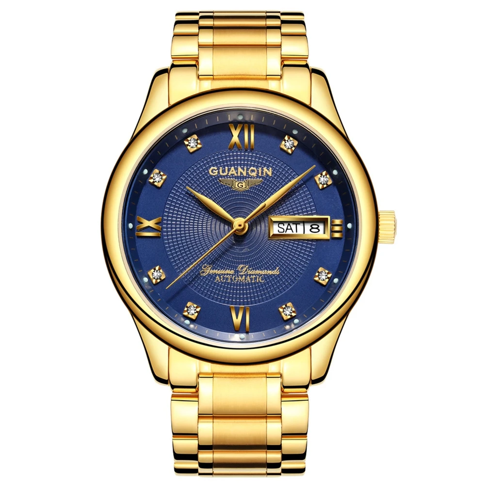 

GUANQIN Men Automatic Mechanical Wristwatch Steel Waterproof Auto Self-Wind Watch