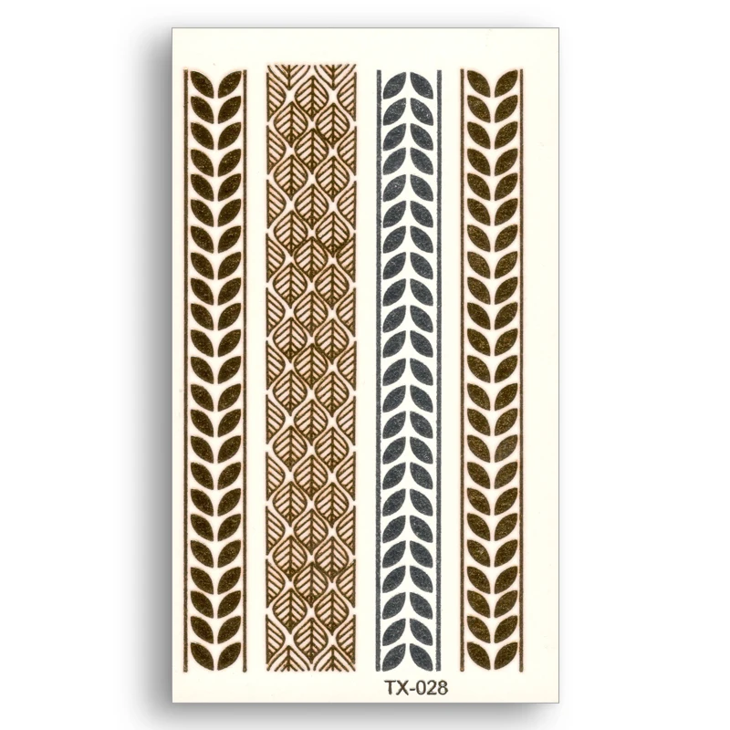 

Temporary Fake tattoo Metallic Gold Sliver Waterproof Ring Chain Bracelet Leaf Stickers Water Transfer Beauty Cool Body Art