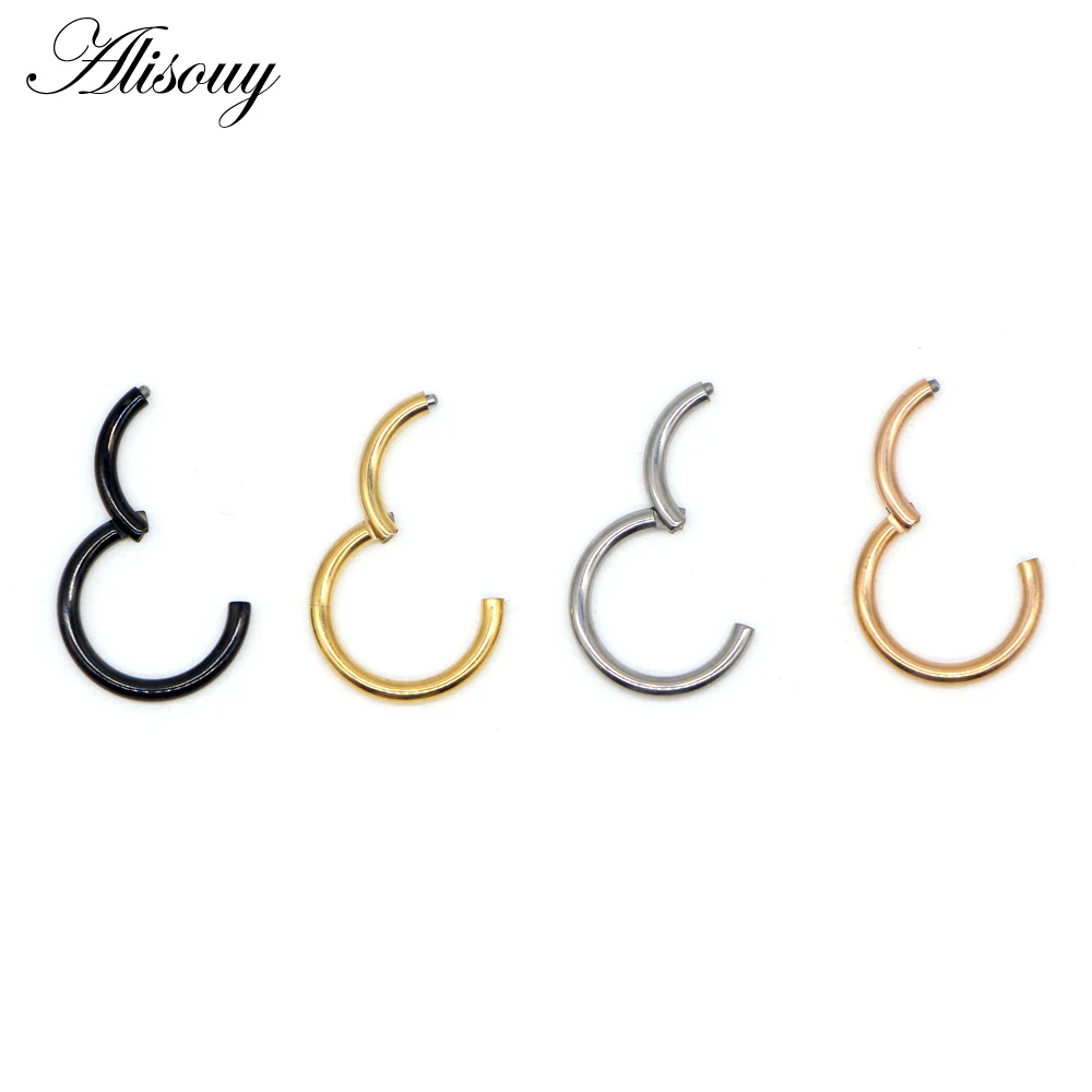 Nose Rings Piercing Jewelry Body Piercing Jewelry Body Jewelry Alisouy 1PC Steel Tiny Nostril Segment Septo Nose Rings Captive Ear Nose Hoop Piercings Clip on Helix Rings 7 Color