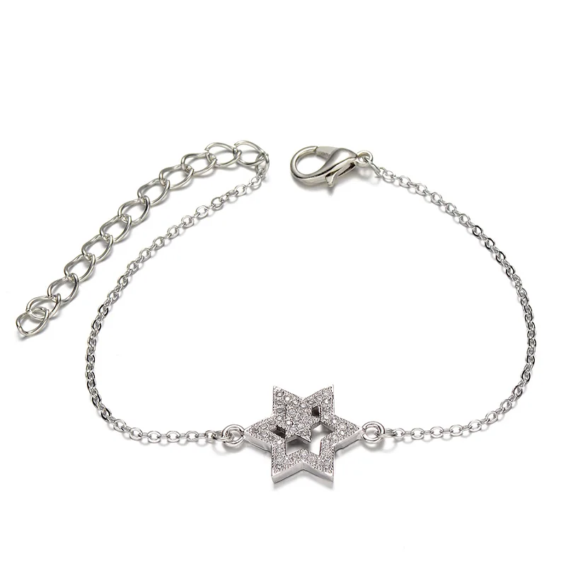 

Juya Handmade Judaism Jewelry Micro Pave Zircon Bracelets Start Of David Bracelets For Women Men Fashion Religious Bracelets