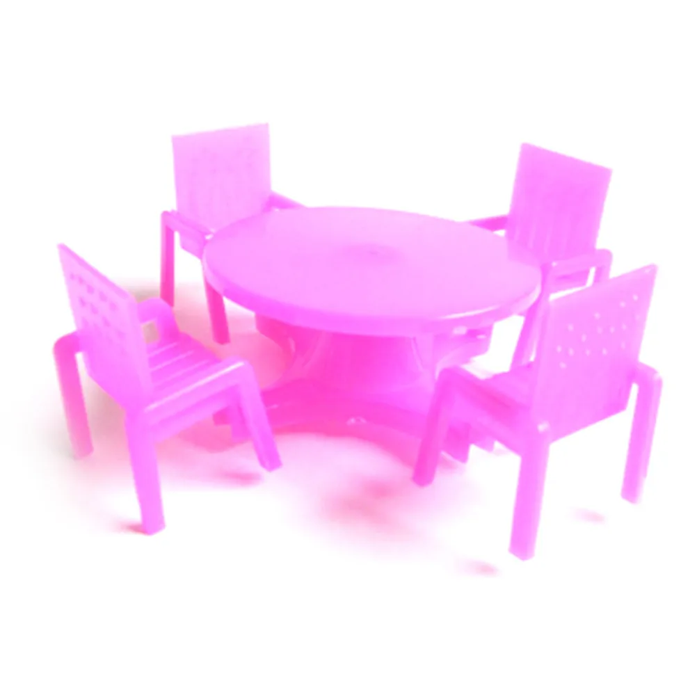 1 компл.(4 стула+ 1 стол) Роза кукольный домик Миниатюрный обеденный стул набор мебели для столовой для кукольного дома кухня мебель для еды игрушки