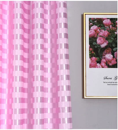 XinHuaEase однотонные короткие затемненные занавески для кухни на окно в полоску занавески для гостиной современные шторы для спальни 1 шт - Цвет: Розовый