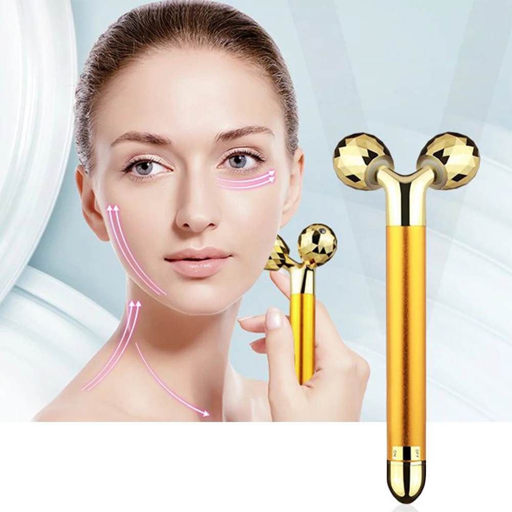 

3D Energy Beauty Bar Golden Anti Aging Face Lifting Stick Electric Vibration Facial Roller Face Shaping Massager Massage Machine