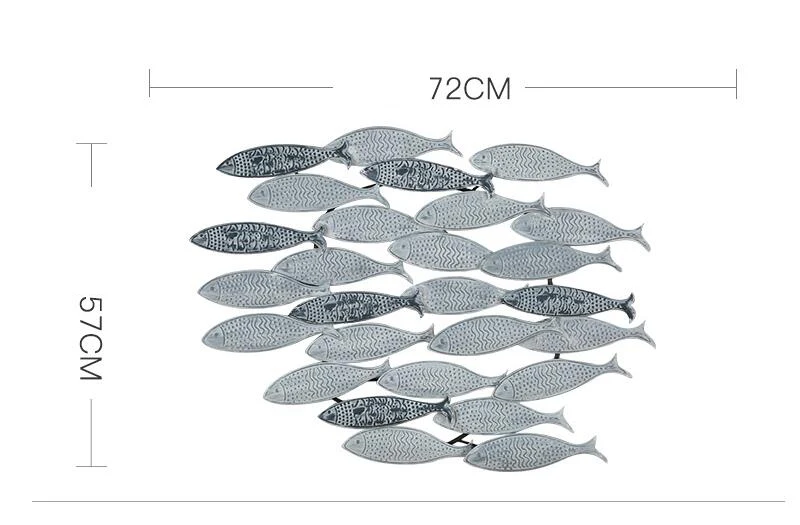 Американские кованые морские рыбки Группа настенные украшения для дома Гостиная настенные украшения отель кафе настенные стикеры ремесла