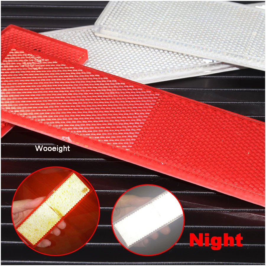 Wooeight 2Pcs 155cm Truck Motorcycle Adhesive Rectangle Plastic Reflector Reflective Warning Plate Stickers Rear Bumper Strips (7)