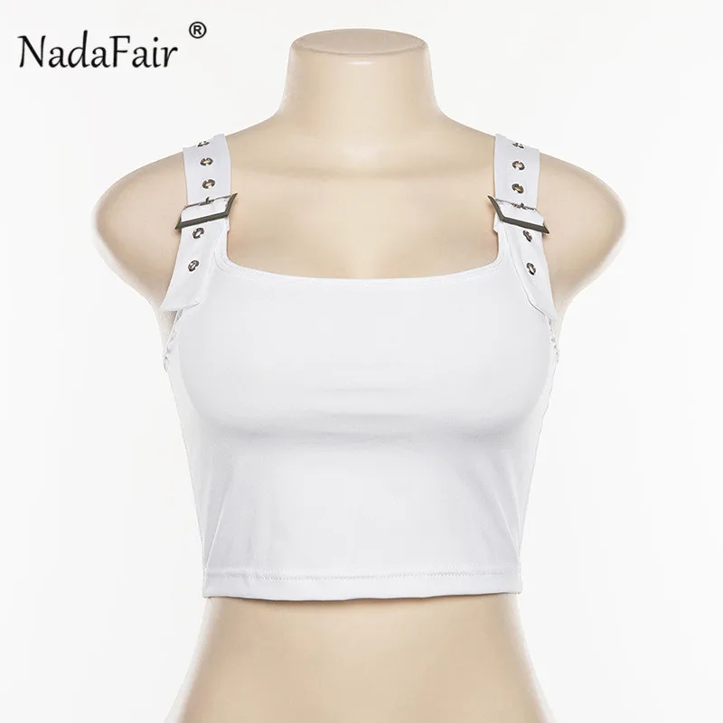 Женский топ Nadafair белый/черный регулируемый короткий в стиле панк на лето 2019|Топы|