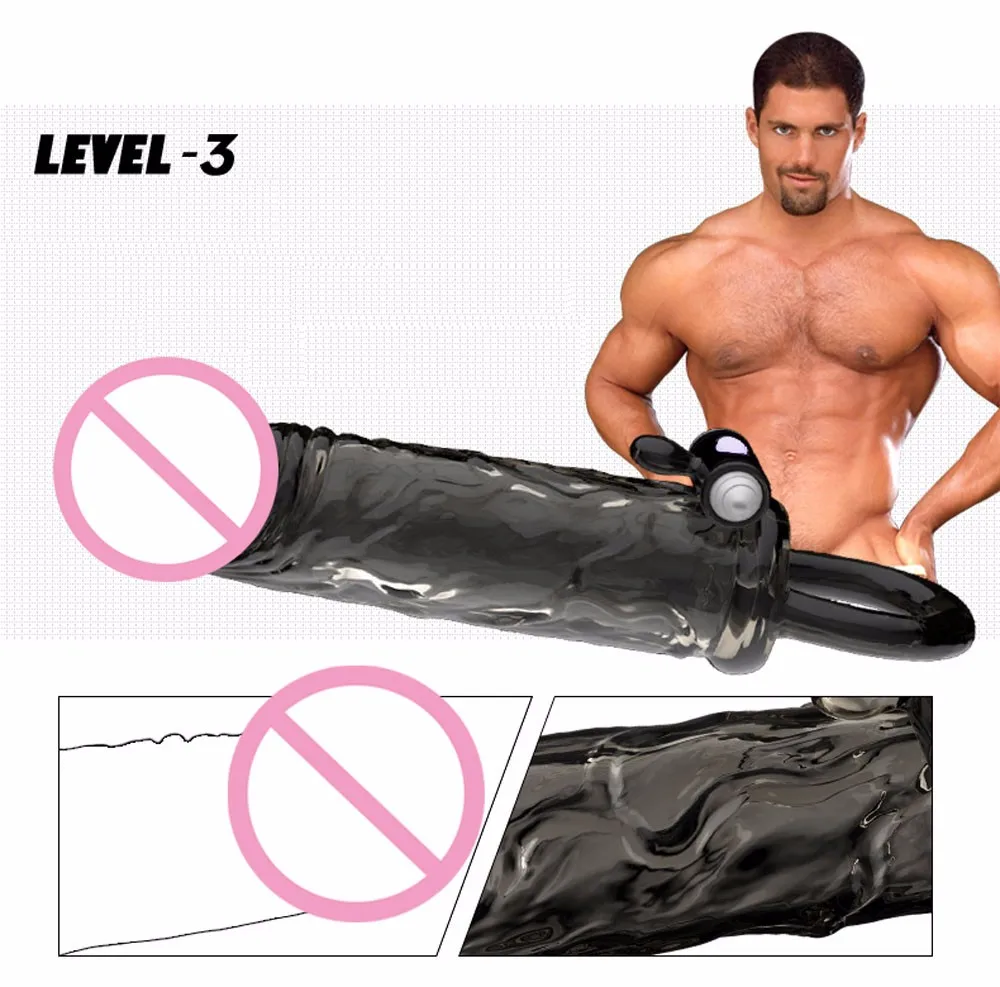 Please me Vibrating Penis sleeve Penis enlargement Penis extender Reusable Condoms bomba peniana pro extender Sex toys for men 6