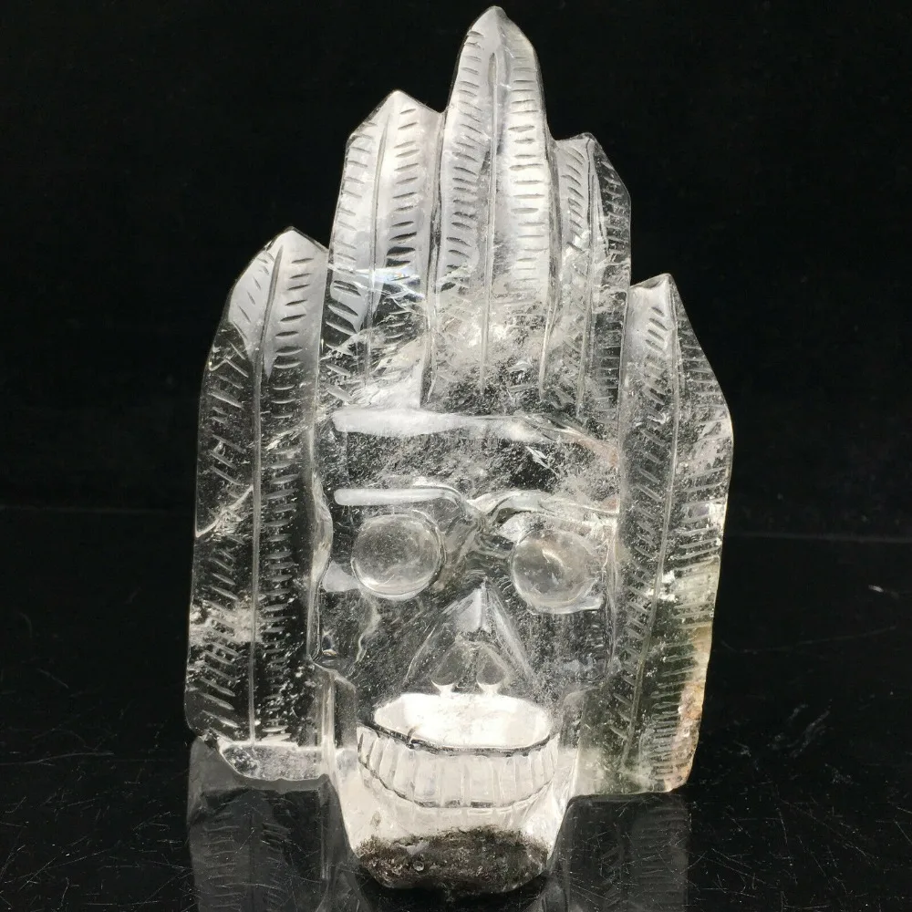 

821g Natural transparent crystal quartz skull, hand-carved crystal healing