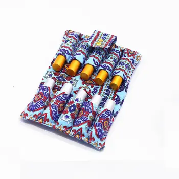 

10 Grid Travel Cosmetic Bag Ball Bottle Essential Oil Organizer Bags 5ML 10ML Canvas Storage Make Up Bag For Women Ethnic Style