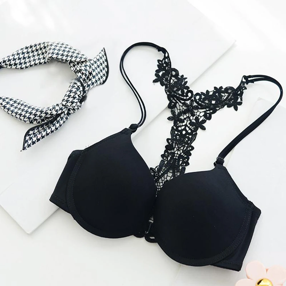  Fashion Bra Seamless Sexy Front Button Female Small Chest Bra Women Wire Free Lace Adjustable Linge
