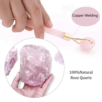 

Premium 100% Rose Quartz Crystal Jade Face Roller for Anti Aging Skin Tighten Healing Massager, Rejuvenates Face Eye Neck Skin