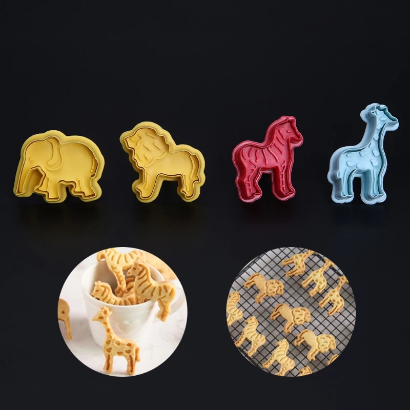 4 шт. 3D животные пластиковые формы для печенья помадка торт резак плесень инструменты для выпечки, сделай сам Mar28