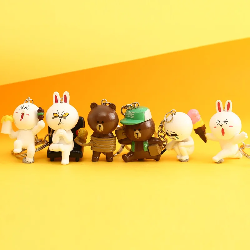 

Handmade Korean Fashion Cartoon Bear Brown Bunny Cony Creative Wristband Keychain Keyring Bag Pendant Birthday Gift for women