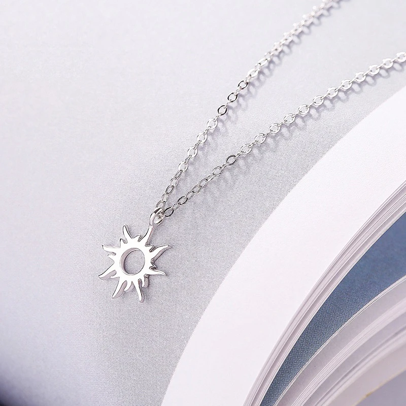 

Real 925 Sterling Silver Hollow Sun totem Gothic Pendant Necklace For Fashion Women Birthday Party Fine Jewelry 2018 Gift 0106
