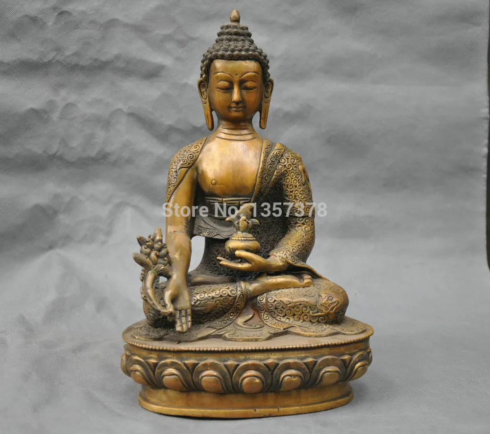 

shitou 00758 13'' China Tibet Pure Bronze apothecary Buddha Sit Statue