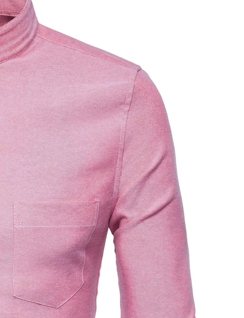Мужская оксфордская рубашка с воротником мандарина Осенняя новая приталенная рубашка с длинными рукавами мужская деловая Повседневная брендовая рубашка с карманами
