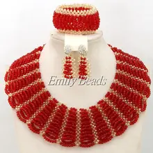 2016 Fashionable Nigerian Wedding African Beads Jewelry Sets Costume Indian Bridal Necklace Jewelry Set Free Shipping AMJ533