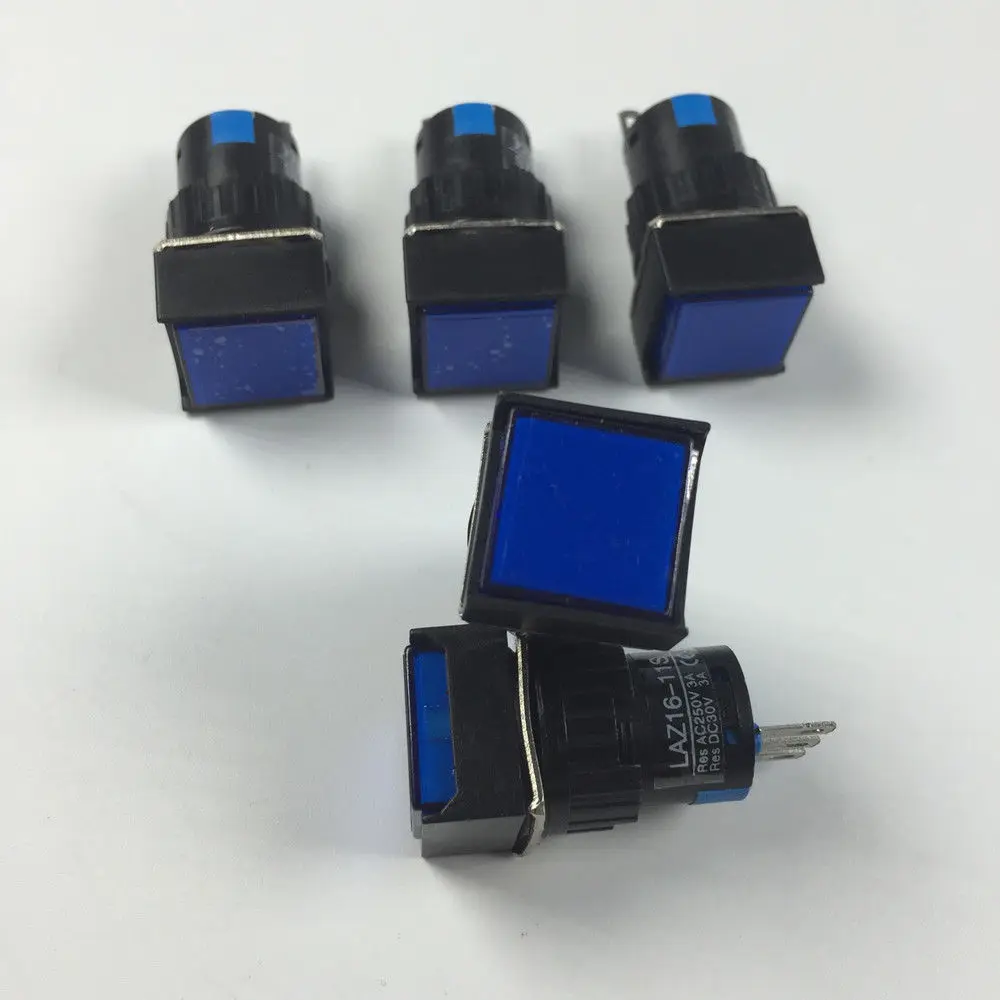 5pcs 3 Pins Self locking Square Type Indicator Light Lampin Tool Parts
