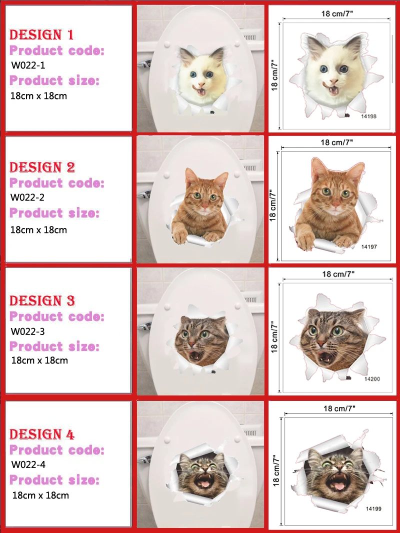 Виниловая кошка 3D настенная наклейка для туалета вид отверстия ванная комната гостиная домашний Декор наклейки плакат фон водонепроницаемый стикер с животными s