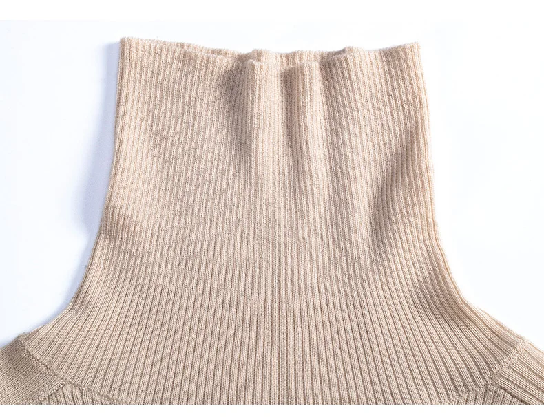 Women Wool Pullover 100%Wool Sweater For Women Turtleneck Rib Knits Fall Winter Bottoming Sweaters