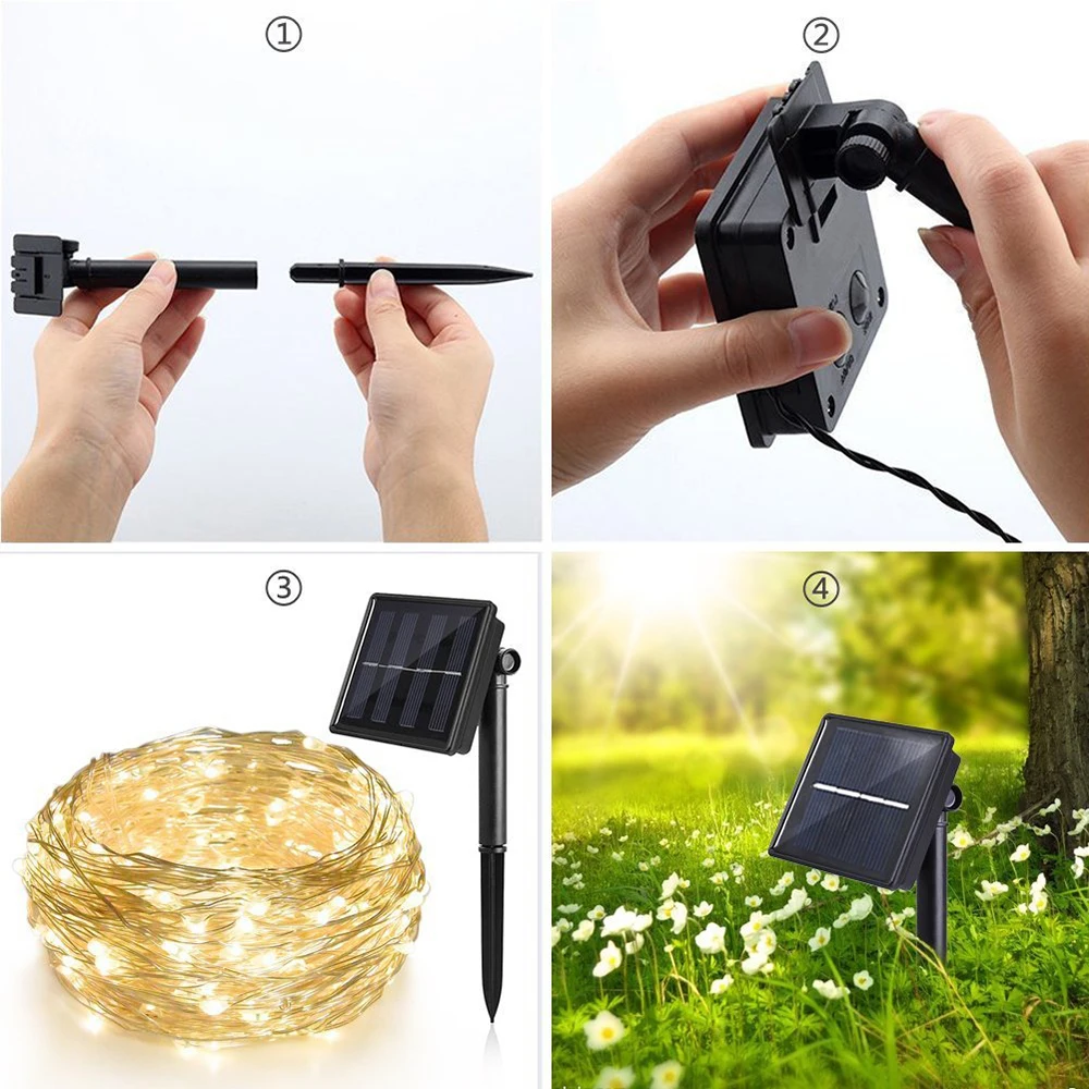 10M solar LED String Light Waterproof LED Copper Wire String Holiday Outdoor Fairy Lights For Christmas Party Wedding Decoration 10M solar LED String Light Waterproof LED Copper Wire String Holiday Outdoor Fairy Lights For Christmas Party Wedding Decoration