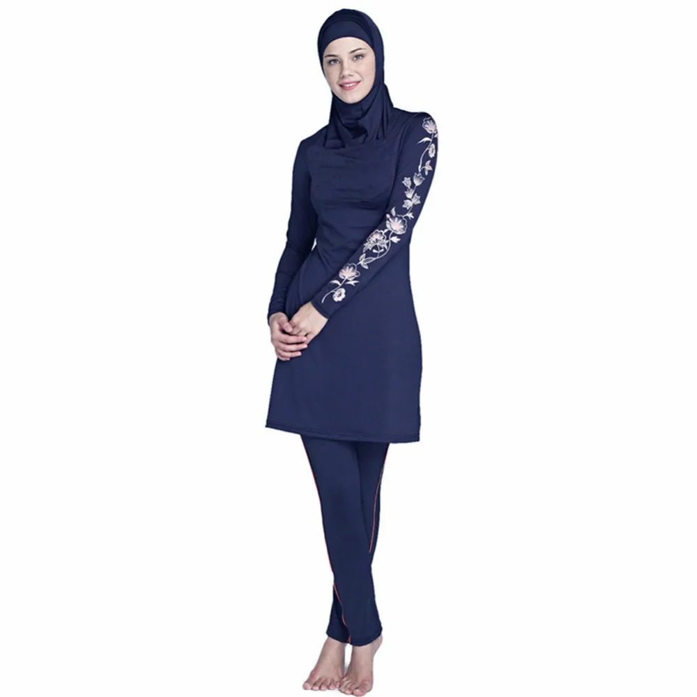 Большой размер женский цветочный полный Чехол Мусульманский купальник женский исламский консервативный купальник хиджаб пляжная одежда купальный костюм