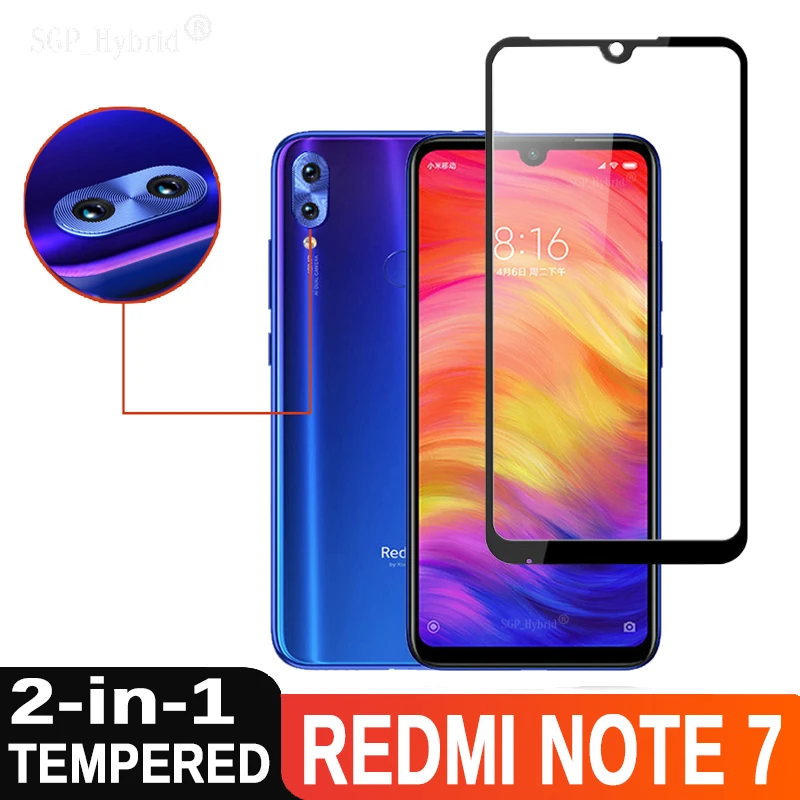 2 в 1 для Xiaomi Redmi Note 7 закаленное стекло Защита экрана задняя крышка камеры