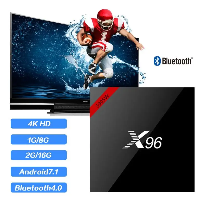 

X96 S905W 2GB 16GB Android 7.1 Smart TV Box Amlogic X96W Support 2.4GHz WiFi BT HD 4K Set-top Box PK H96 X95PRO