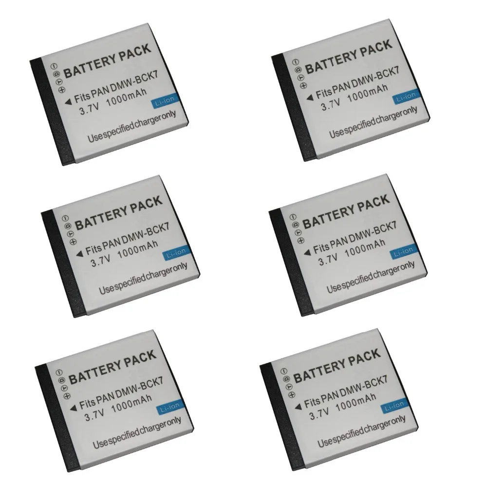 6 шт. 1000 мАч DMW BCK7E bck7e bck7 Батареи для камеры Panasonic DMC fh2 fh5 FH25 fh27 ts25 S3 fh8 SZ1 fh6|camera