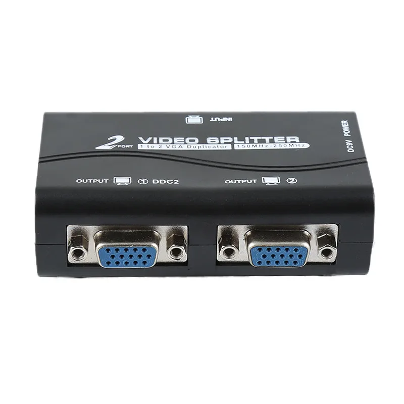 Новейший разветвитель видеоэкрана VGA 1 шт. на 2 монитора порта адаптер с кабелем