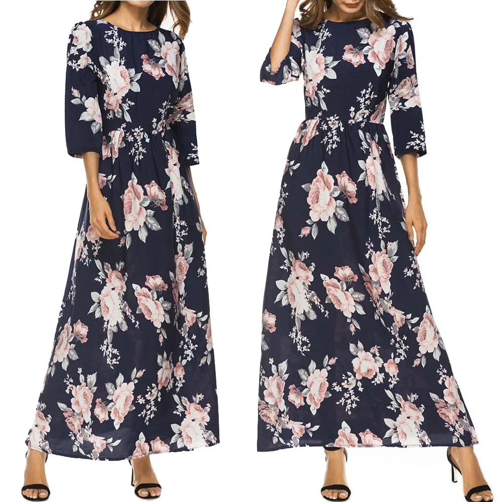 Женское вечернее платье Boho длинное винтажное с цветочным принтом и коротким